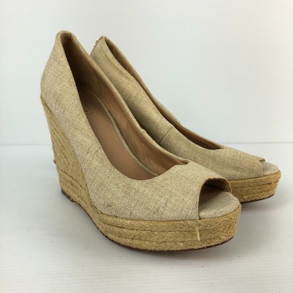 Coach Shoes - Coach Milan Canvas Espadrille Open Toe Wedges